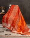 Orange Crush Tissue saree with a stunning net sleeves blouse