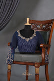 Mid night Blue Georgette saree with full sleeves blouse