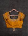 Mustard Yellow Short sleeves blouse with intricately designed thread and zardosi work