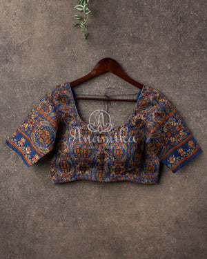 Pure Munga Silk Bandini Saree with hand painted kalamkari border and pallu