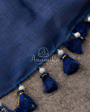 Pure Munga Silk Bandini Saree with hand painted kalamkari border and pallu