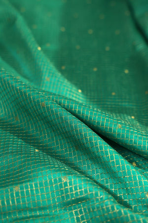 Gorgeous Mysore Silk Saree in green with  a contrast blue border