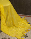 Lovely yellow Georgette saree with beautiful scalloped Chikankari border