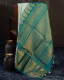 Timeless Gadwal Pattu saree - Teal elegance with gold Zari