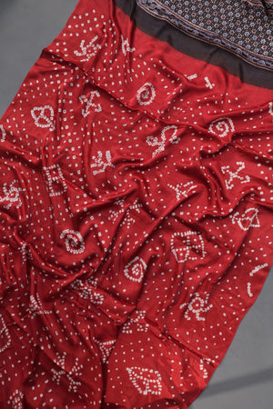 Bandini on Modal Silk with ajrak pallu