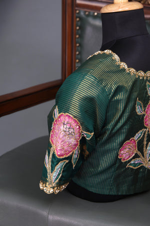 Timeless Gadwal saree with floral appliqué work