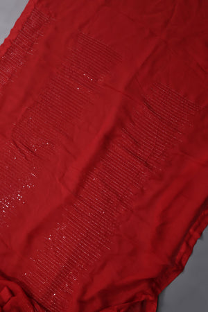 Fiery Red Georgette Cocktail Saree