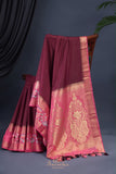 Mysore crepe silk saree with embroidered border