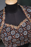 Black Ajrak blouse with intricately designed handwork