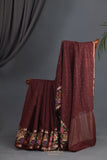 Soft Tusser Silk saree in most trending brown color