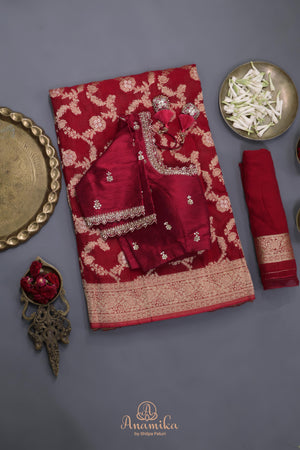 Banarasi Silk Saree in ravishing red