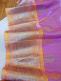 Unique lavender and yellow Venkatagiri Pattu saree