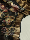 Elegant Black Organza saree with dreamy floral prints