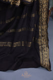 The most trending red and black mysore crepe silk saree