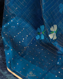 Muslin jamdaani saree in a beautiful peacock blue shade