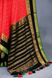 Mysore Silk saree in a stunning shade of red and black