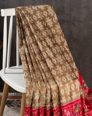 Twill Patola saree in a lovely shade of light brown and red