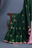 Mysore crepe silk saree in a beautiful shade of emerald green