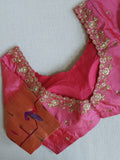 Pure Paithani silk Blouse in Pink Peach
