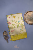 A beautiful Paithani inspired Georgette saree - Lime Green