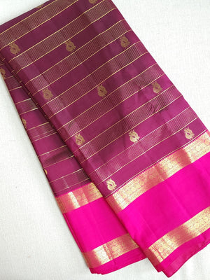 Kanchipattu saree in brown and pink combo