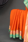 Pure mysore crepe silk saree in a beautiful shade of orange