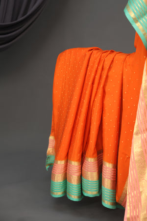 Pure mysore crepe silk saree in a beautiful shade of orange
