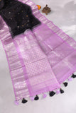 A beautiful vintage styled Gadwal in a unique black and lavender shade.