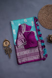 Exquisite Venkatagiri Pattu saree in blue and purple