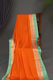 Pure mysore crepe silk saree in a beautiful shade of orange