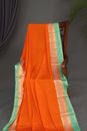 Pure mysore crepe silk saree in a beautiful shade of orange