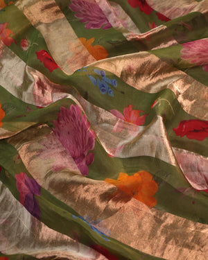 Soft organza saree in green with a beautifully embroidered blouse