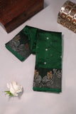 Regal chanderi pattu in a stunning emerald green color