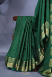 Mysore crepe silk saree in a beautiful shade of emerald green