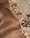 Organza saree in light brown with all over thread embroidery (Copy)