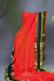 Mysore Silk saree in a stunning shade of red and black