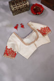 Elegant Raw Mango Pattu saree in a stunning red and white combo