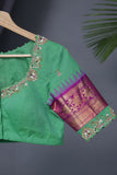 Ponduru Jamdaani in aqua green shade
