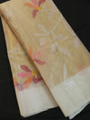 Gold Tissue muslin jamdaani saree with a pink blouse