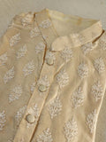 Beige chanderi silk kurta with thread embroidered buttas
