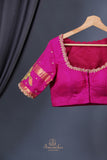 Pure Kanjeevaram saree with kalamkari appliq work border