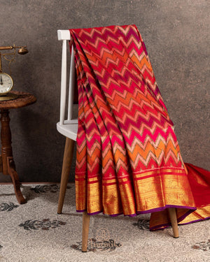Beautiful Twill Silk Saree in orange and kanchi border
