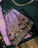 Gadwal kanchi saree in a beautiful lavender and emerald green combo