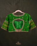 Mysore crepe silk saree in a lovely color combo of red and green