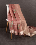 Crushed Tissue saree with embroidered thread work buttas