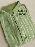 Sage green Banarasi silk kurta with Zari lines all over - Size 36