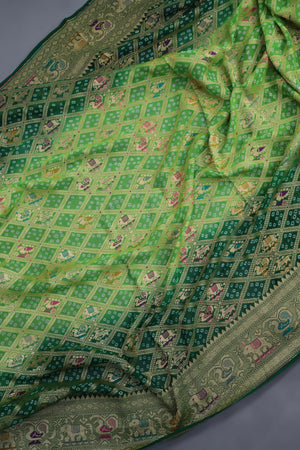 Bandini Georgette saree in hues of green