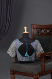 Designer Georgette Saree in hues of blue, green and purple