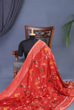 A beautiful floral Tusser Georgette - Orange Peach