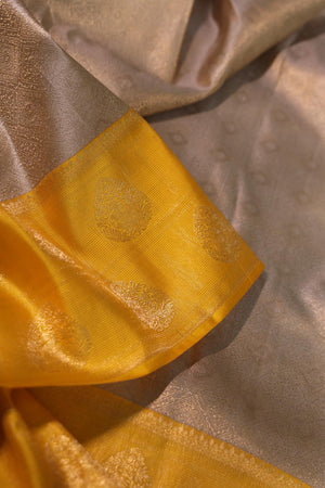 Kanjeevaram Tissue saree in silver and yellow